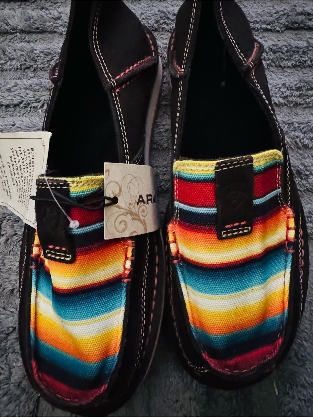 Ariat Women's Multicolor Striped Canvas Loafers with Brown Trim